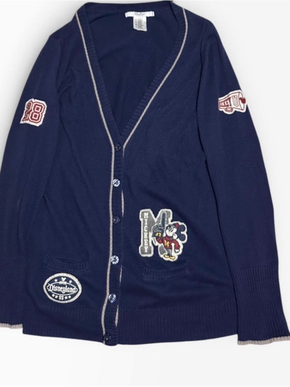 Disney Parks Letterman Cardigan Sweater with Mickey Patches